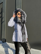 Genuine Silver Fox Fur Trim Rabbit Fur Insulated Parka - SJB-DIAMOND ELITES