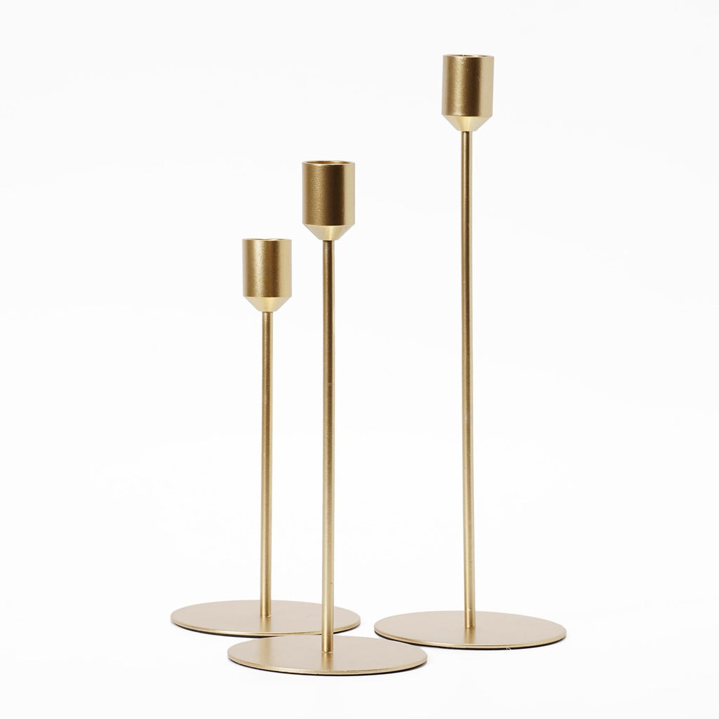 Crystal Art Gallery Indoor Modern Metal Gold Unscented Tealight Candle Stick Holder Set of 3 EasyOptionXY LLC
