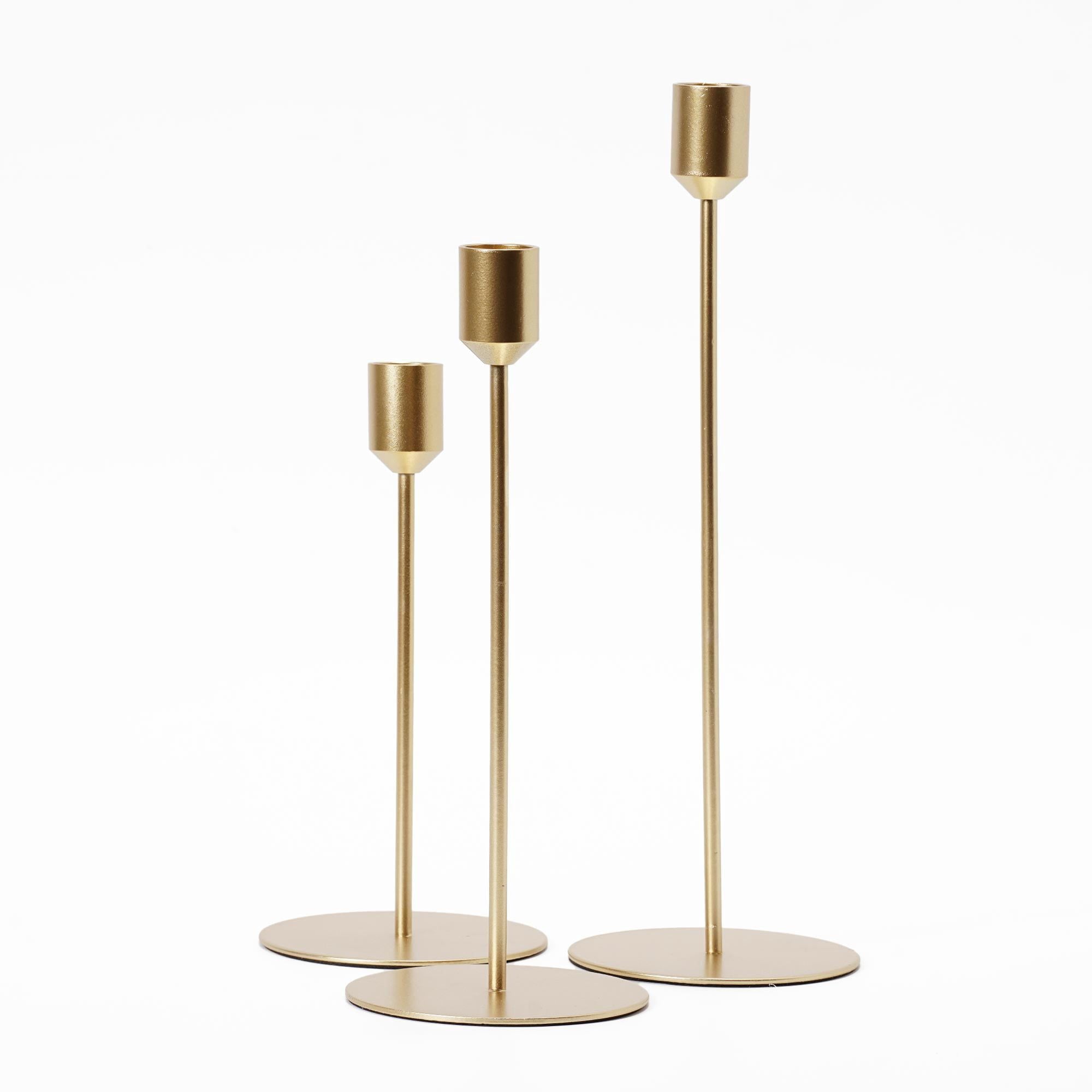 Crystal Art Gallery Indoor Modern Metal Gold Unscented Tealight Candle Stick Holder Set of 3 EasyOptionXY LLC