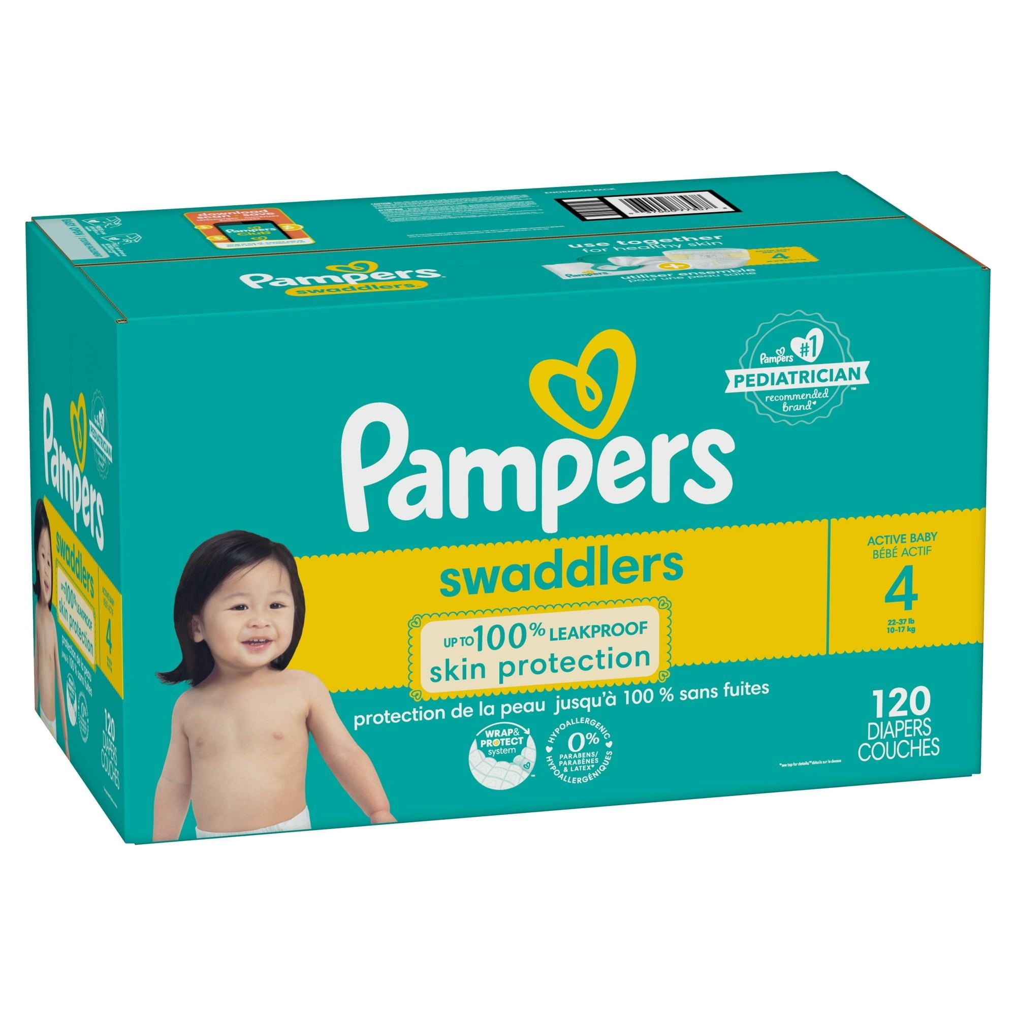 Pampers Swaddlers Diapers Enormous Pack Size 4, 120 Count