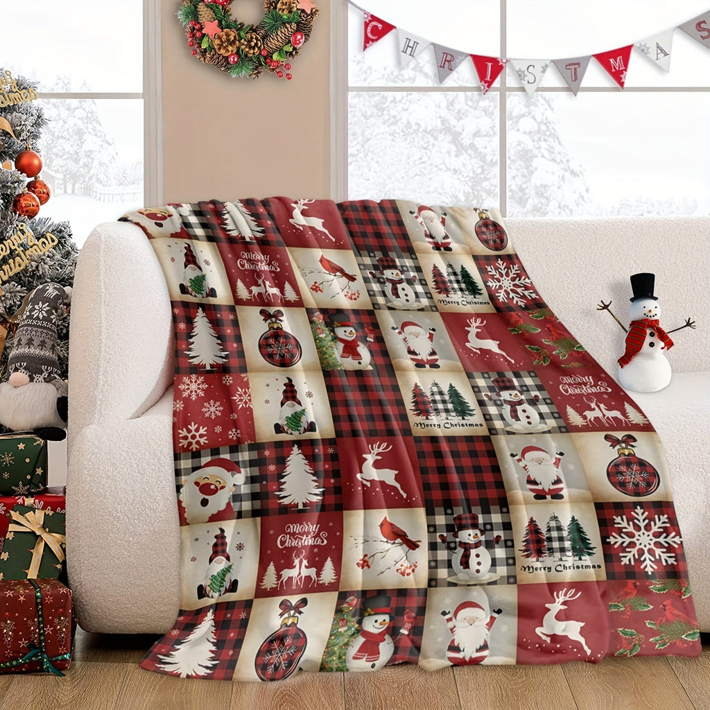 1pc Cozy Cartoon Print Flannel Blanket - Soft, Warm, and Versatile Throw for Couch, Sofa, Office, Bed, Camping, and Travel - Perfect Multi-Purpose Gift for All Seasons
