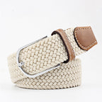 Women's Canvas Belt Student Pants Casual Stretch Braided Needle Buckle Pi-Mart
