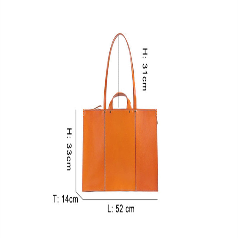European And American Retro Handbags Vegetable Tanned Leather Large Capacity Pi-Mart