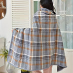 1pc Cozy Polar Fleece Shawl Blanket - Soft Double Layer Thick Plaid Pattern, Warm Autumn and Winter Wearable Throw Blanket for Office, Home, and Outdoor - Perfect for Chilly Days and Gift Giving