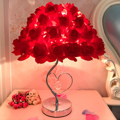 Creative Simple European Table Lamp Bedroom Bedside Rose Pi-Mart