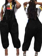 Wmstar Women's Jumpsuit Denim Cargo Pockets One Piece Outfits Wide Leg Black Fashion Streetwear Romper Wholesale Dropshipping Purplish Diva
