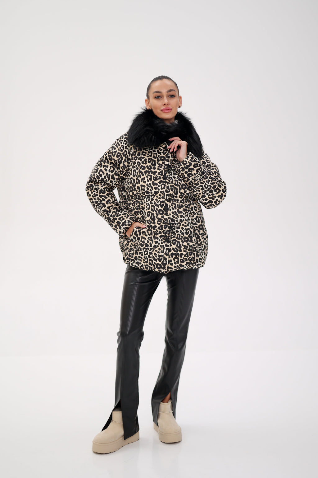 Genuine Polar Fox Leopard Luxe Down Parka - SJB-DIAMOND ELITES