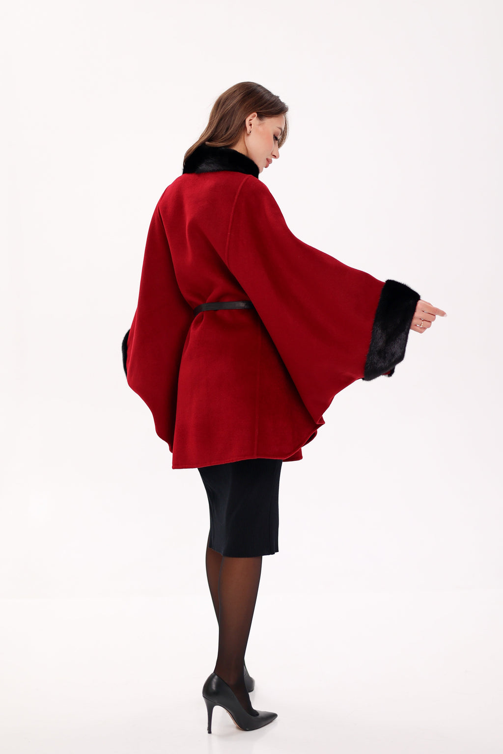 Genuine Scandinavian Mink Fur Double Face Wool Poncho - SJB-DIAMOND ELITES