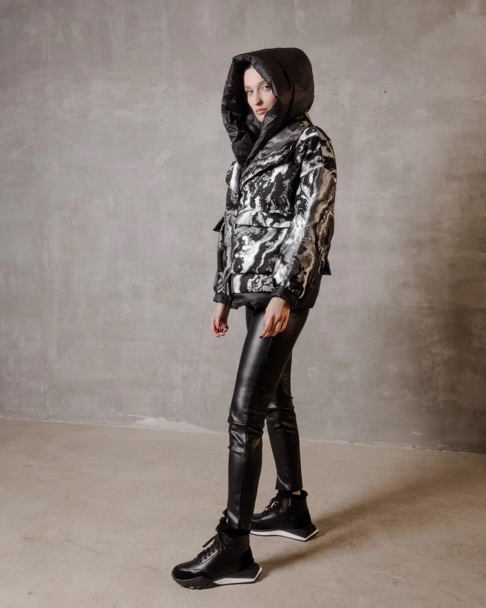 Marble Jacquard Down Fill Coat - SJB-DIAMOND ELITES