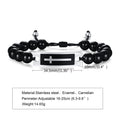 Curved Cross Beaded Bracelet with Black Agate & Tiger Eye Pi-Mart