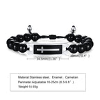Curved Cross Beaded Bracelet with Black Agate & Tiger Eye Pi-Mart