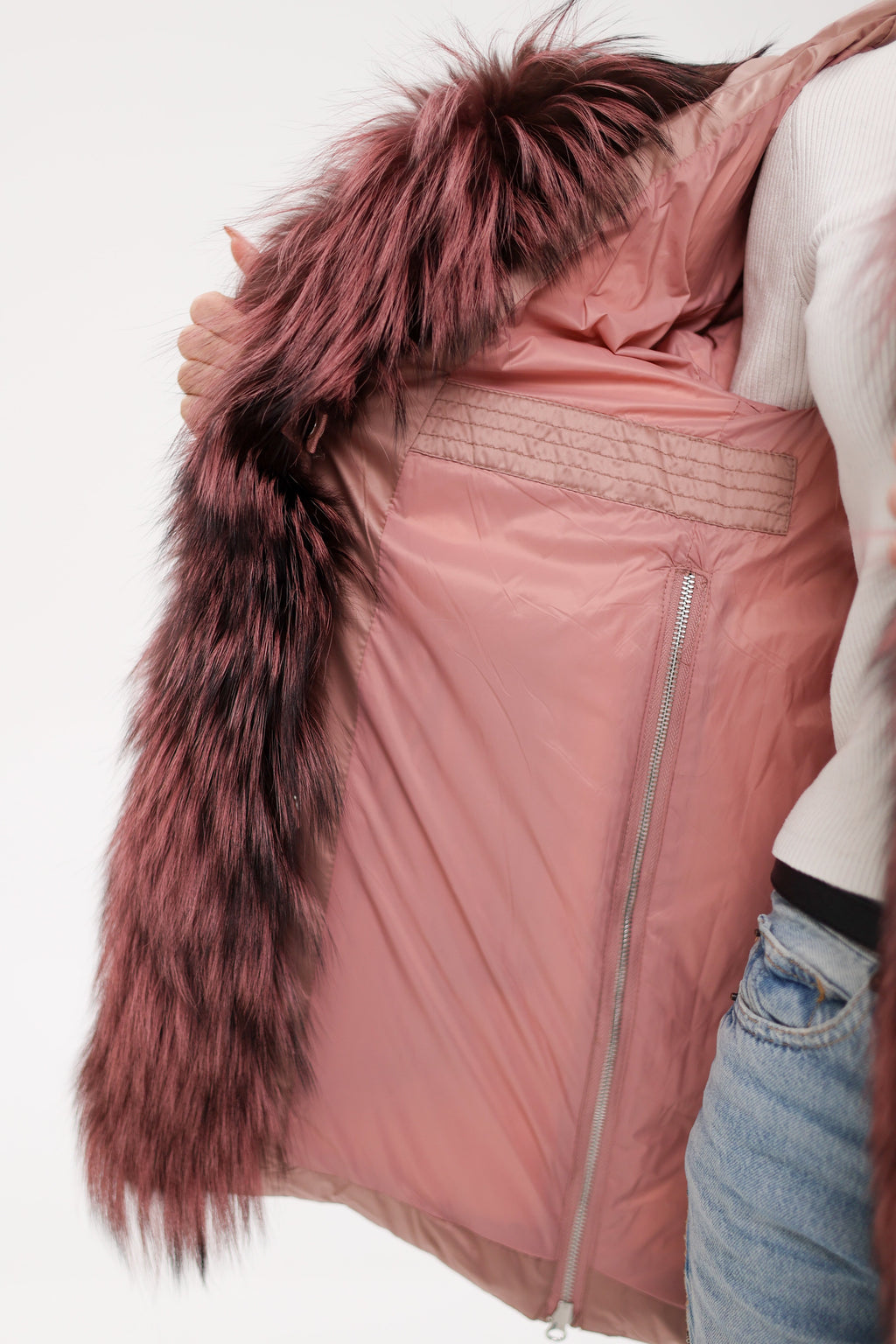 Genuine Silver Fox Fur Trim Down Insulated Parka - SJB-DIAMOND ELITES