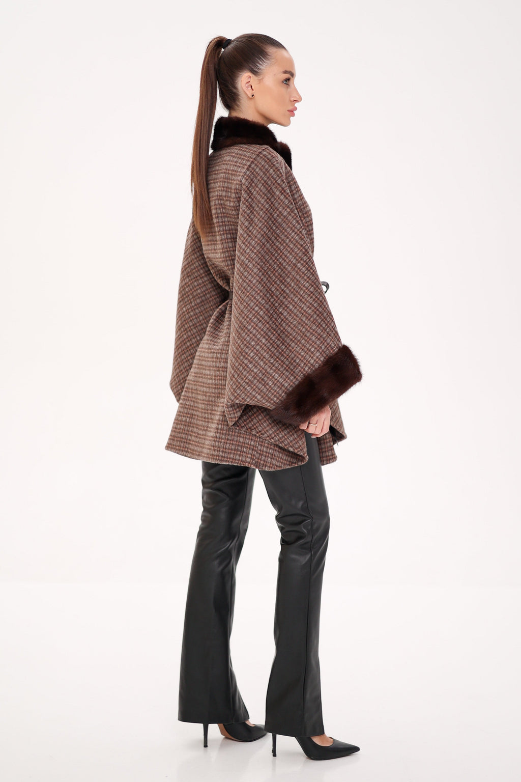 Genuine Scandinavian Mink Fur Double Face Wool Poncho - SJB-DIAMOND ELITES