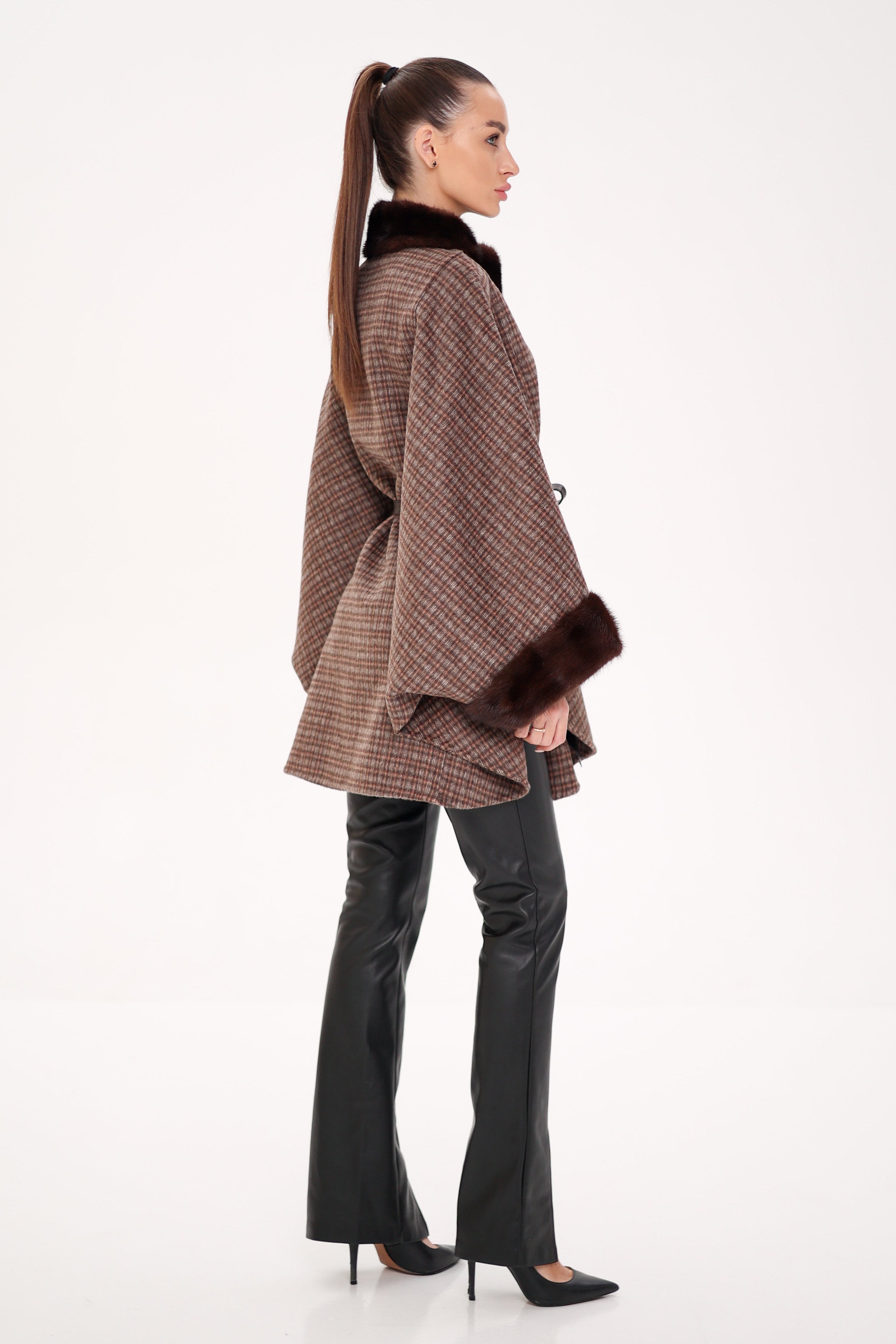 Genuine Scandinavian Mink Fur Double Face Wool Poncho - SJB-DIAMOND ELITES