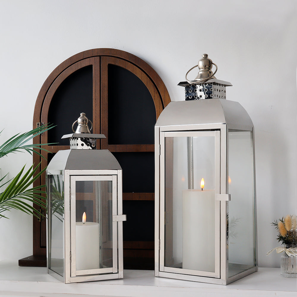20.5"&15" High Stainless Steel Decorative Candle Lanterns ( Set of 2 ) Lootquake LLC