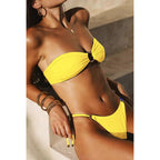 Folds Bikini Swimsuit Push Up Bikini Set Bathing Suit Women Swimwear Thong Bikini Two Pieces Bathing Suit for Women Triangle Top Bottom Solid Color Bikinis Beachwear Swimsuits Stevvex