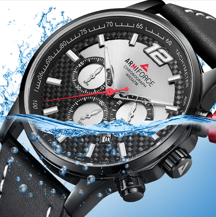 Mens Waterproof Sport Watch With Chronometers Day View And Cross-Matte Background Modern Man Watch Stevvex