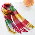 New Luxury Winter Soft Head Wraps Plaid Scarf Shawls Cashmere  Warm Cashmere Scarves Rainbow For Women Stevvex