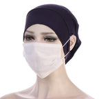NEW Soft Cotton Hijab Breathable Turban Tie Under Scarf Elegant Ear Hole Stretch Inner Hijabs Lightweight Turban Round Front Under Hijab Caps Female Turban Bonnet Stevvex