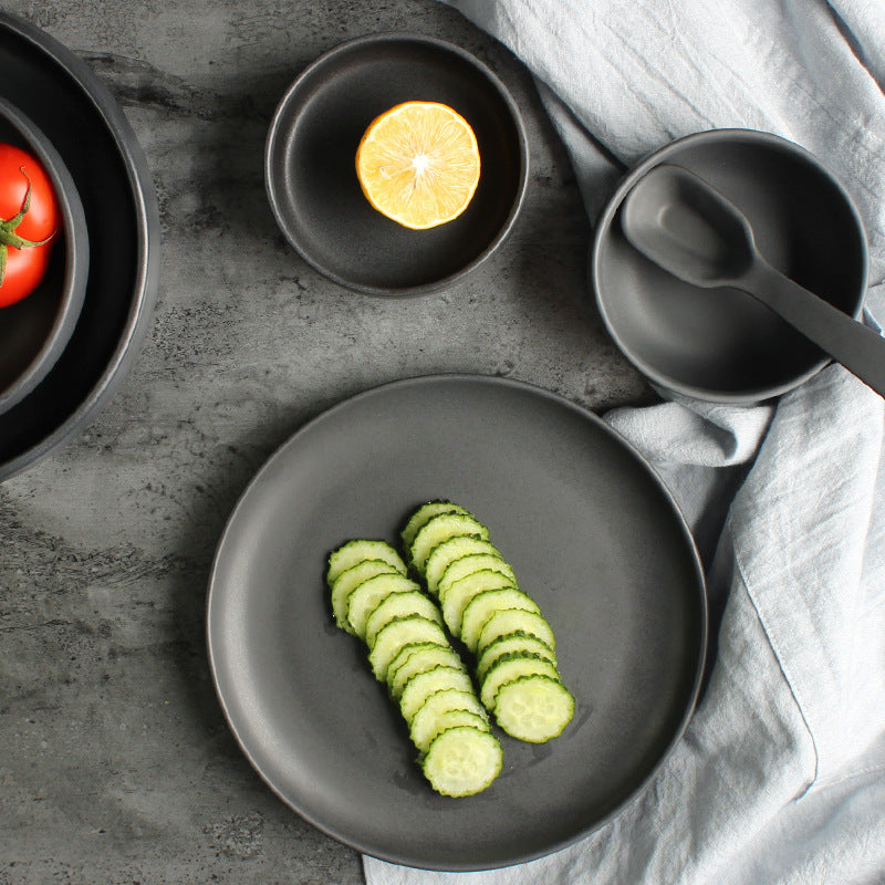 Nordic Ceramic Rice Bowl Steak Plate Deep  Household Tableware Dish Set Pi-Mart