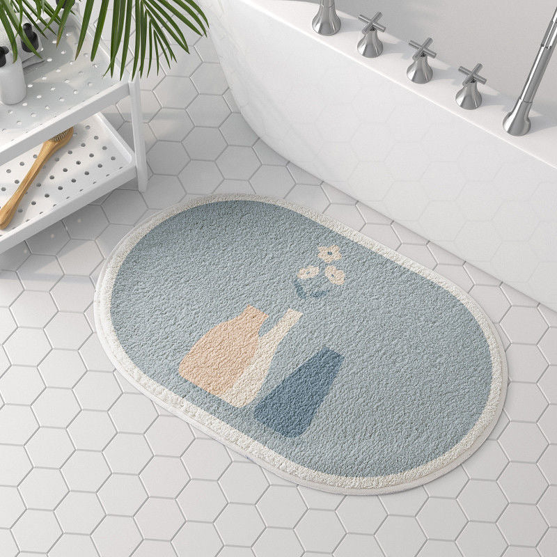 Household Simple Oval Cashmere Bathroom Mat Pi-Mart