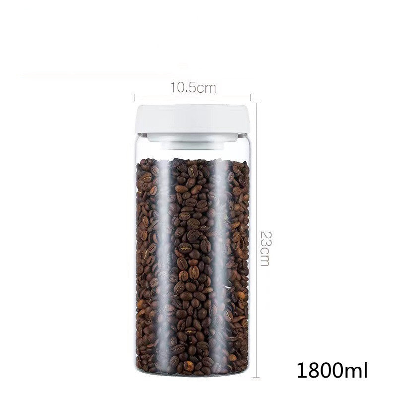 Vacuum Sealed Jug Set Black Coffee Beans Glass Airtight Canister Kitchen Food Grains Candy Keep Good Storage Jar Set Kitchen Gadgets Pi-Mart