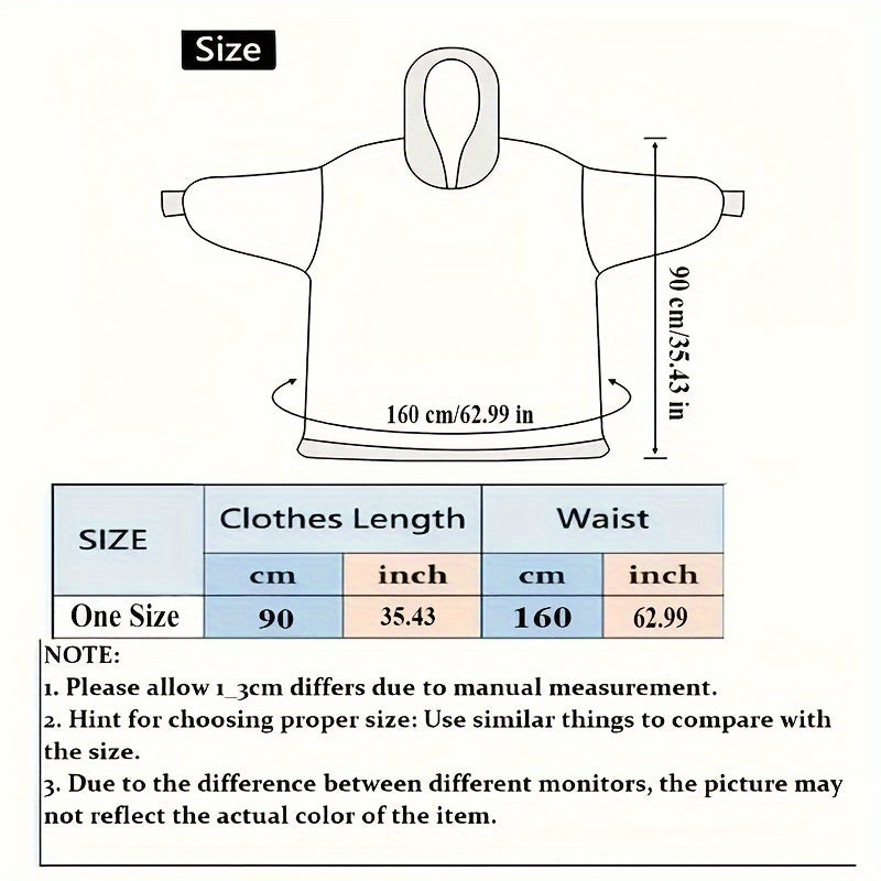 1pc Home Wearable Lazy Blanket Hooded Cold Wear Outdoor Cold Clothes Lazy Sweatshirt Soothing Fleece Thick Robe