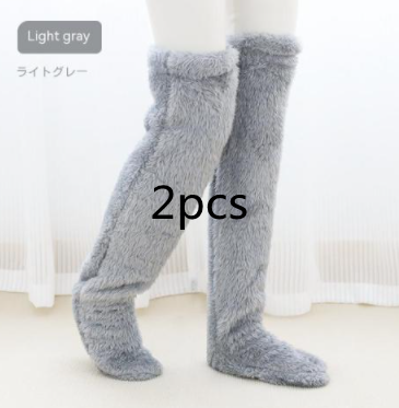 Over Knee High Fuzzy Long Socks Winter Warm Cold Leg Knee Joint Cold-proof Stockings Home Floor Sleeping Socks Pi-Mart