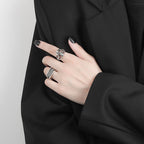 Silver Color Hollow Surface Bump Ring Pi-Mart