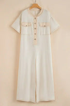 Jet Stream Patchwork Pocket Short Sleeve Jumpsuit
