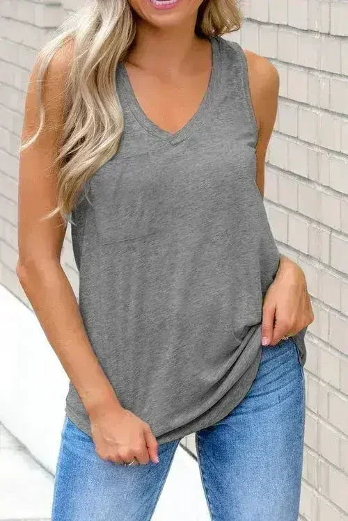 V Neck Racerback Tank Top with Pocket - SJB-DIAMOND ELITES