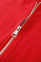 Red Zip-Up Hooded Coat - Minimalist Casual Jacket - Streetwear Essential