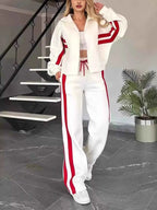 Plus Stripes Zip Set: Full-Size Comfort Duo THRIXINE
