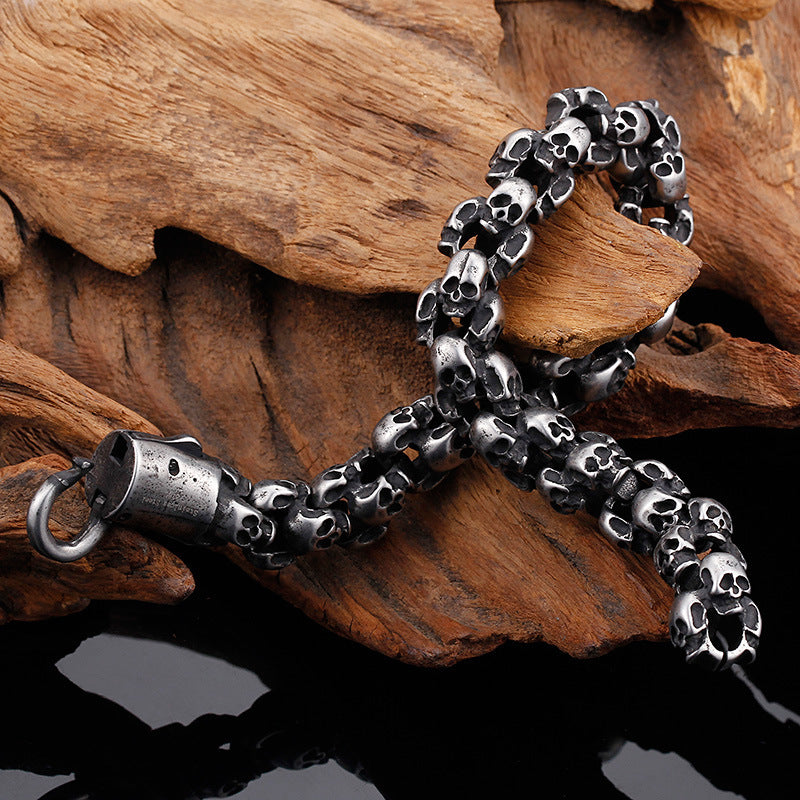 Men's Skull Ghost Head Vintage Stainless Steel Bracelet Pi-Mart