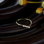 V-shaped Natural Pearl Zircon Ring Girl Pi-Mart
