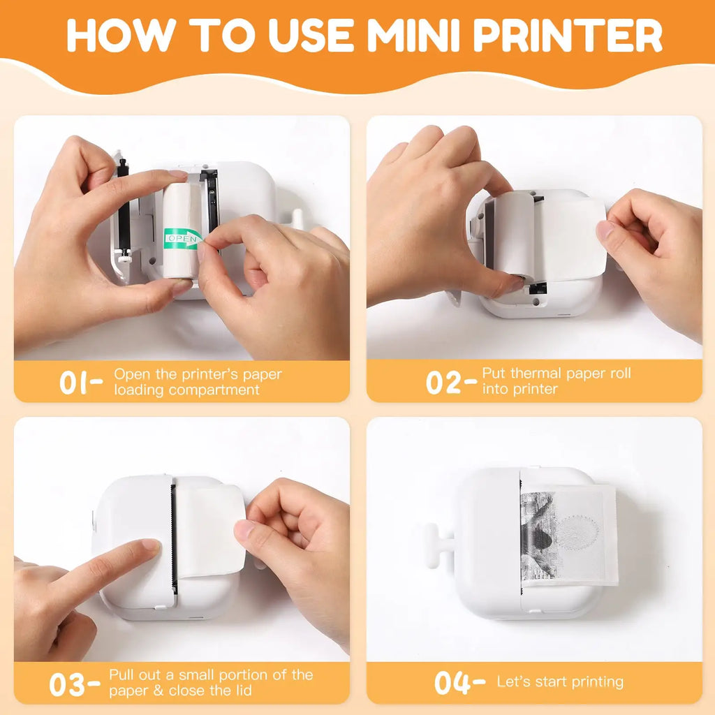 Mini Printer, All Purpose Sticker Maker With Thermal Papers, Bluetooth Portable Printer All Purpose - SJB-DIAMOND ELITES
