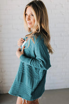 Redwood Burl Mix Pattern Hollow Knit Open Front Cardigan