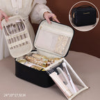 Makeup bag with compartments, makeup bag organizer, 6 large divisions portable large capacity high-end makeup bag, travel makeup brush cosmetic storage bag - SJB-DIAMOND ELITES