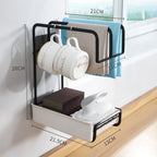 Sponge Holder Wall Mounted Kitchen Organizer Dish Drainer Brush Soap Rack With Drain Tray Rag Rack Bathroom Kitchen Accessories Pi-Mart