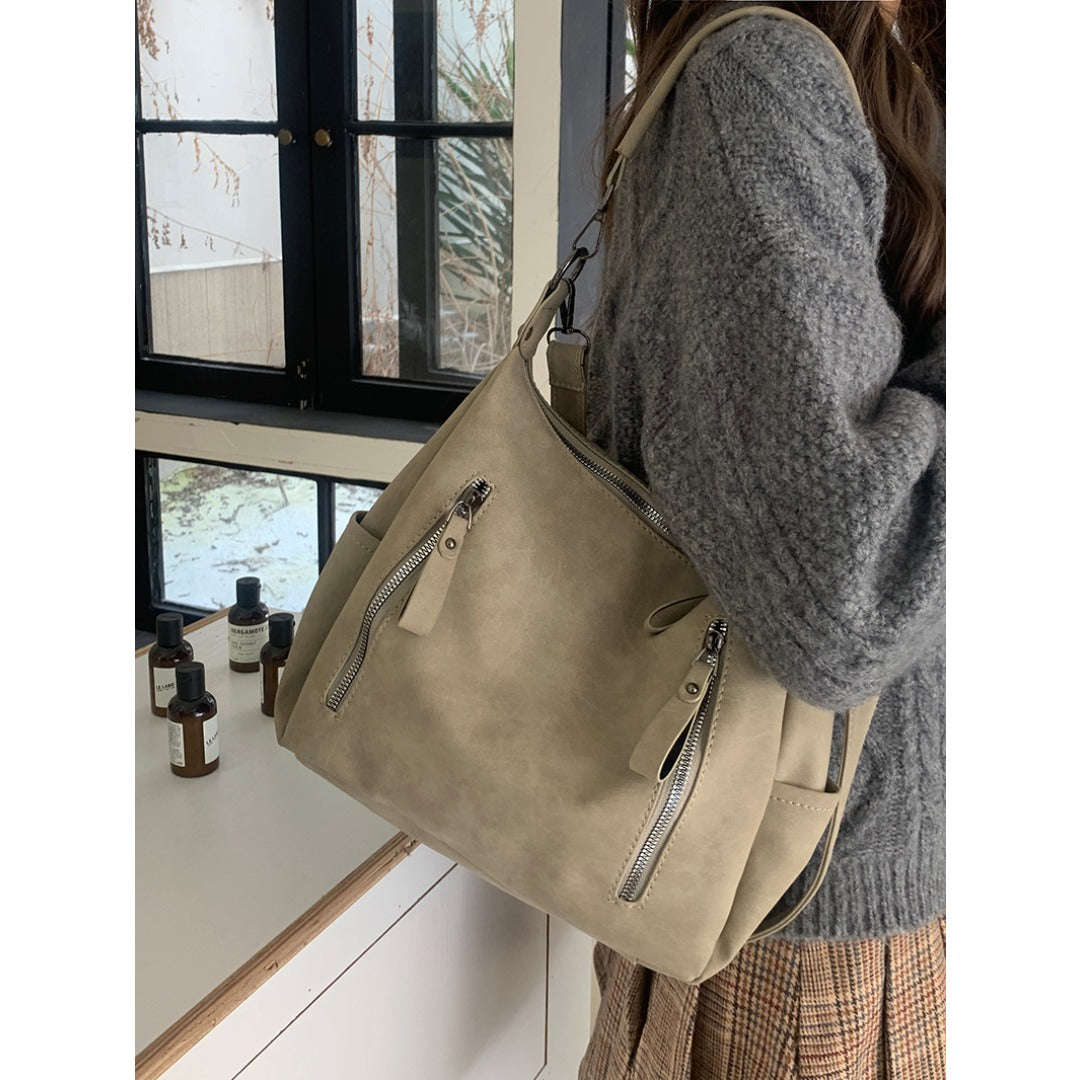 Vintage large capacity hobo bag for women, women's fashion tote bag, textured portable commuter bag - SJB-DIAMOND ELITES