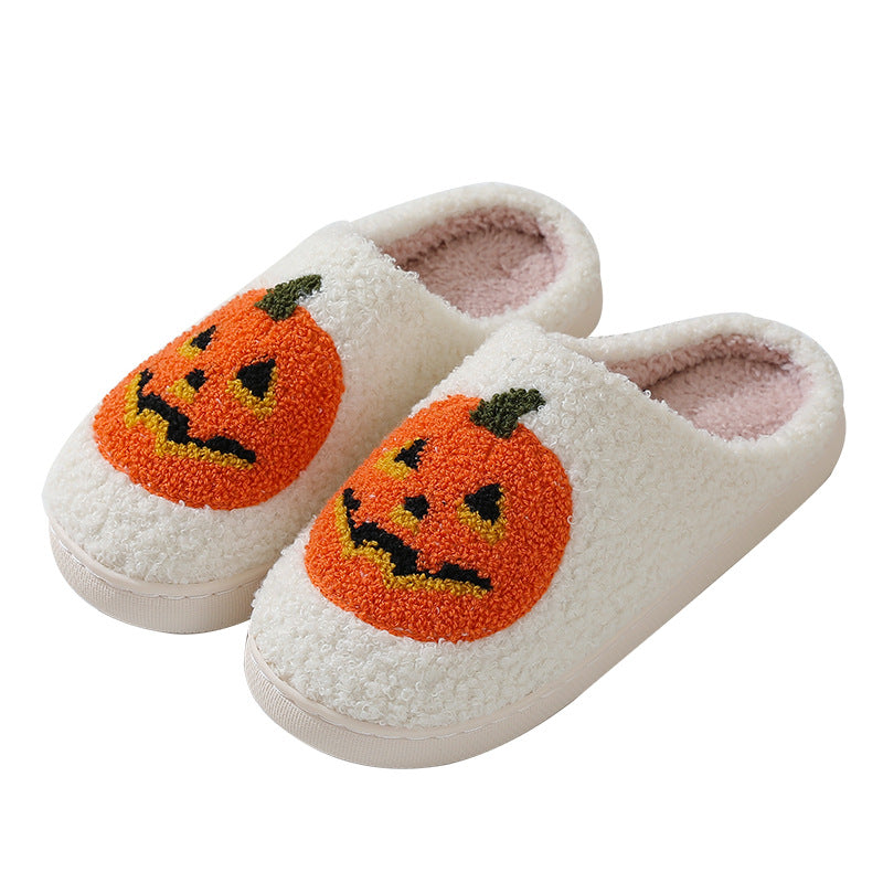 Halloween Pumpkin Cartoon Slippers Warm Winter Slippers Men And Women Couples Indoor House Shoes Pi-Mart