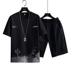 New Cotton Men's Casual Sports Loose Shorts Round Neck T-shirt Suit Lootquake LLC