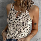 Ladies' Fashionable Casual Solid Color Printed Polka Dot Vest Top - SJB-DIAMOND ELITES
