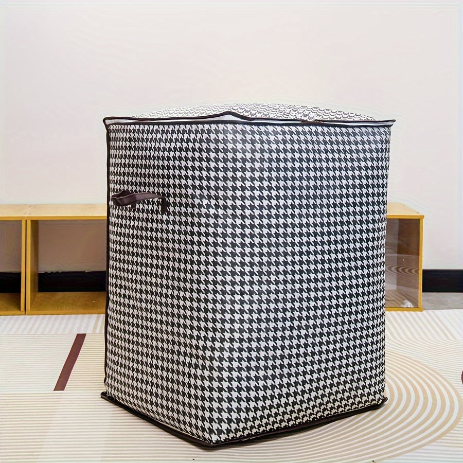 2pcs/5pcs Extra Large Capacity Stylish Houndstooth Storage Boxes - Durable, Space-Saving Closet Organizers with Handles for Easy Clothes, Blanket Storage and Organization at Home and Office Lootquake LLC