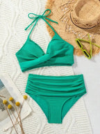 Women's Two-piece Casual Swimsuit P245 Green - SJB-DIAMOND ELITES