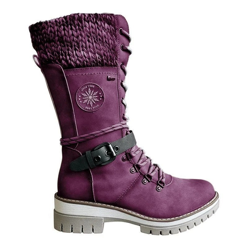 Winter High Square Heel Round Head Sewing Line Plus Size Martin Boots Pi-Mart