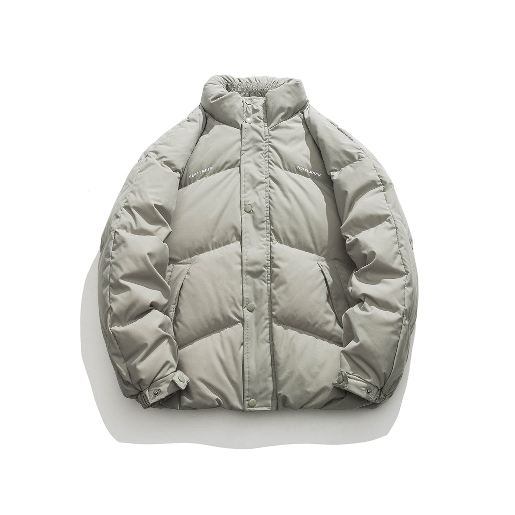 Men's Fashion Simple Raglan Sleeve Printing Stand-up Collar Down Jacket