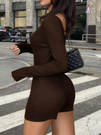 Zip-Front Long Sleeve Romper