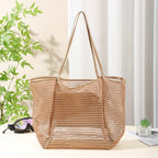 Mesh Shower Tote Bag, Portable Beach Bag, Summer Travel Large Capacity Portable Mesh Tote Bag, Foldable Wash and Makeup bag large - SJB-DIAMOND ELITES