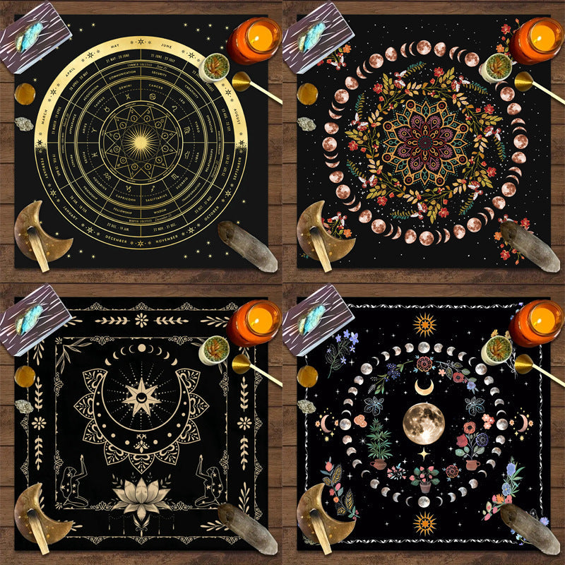 Tarot Tablecloth Board Game Decorative Cloth Have Your Power Mandala Moon Phase Floral Butterfly Tablecloth Pi-Mart